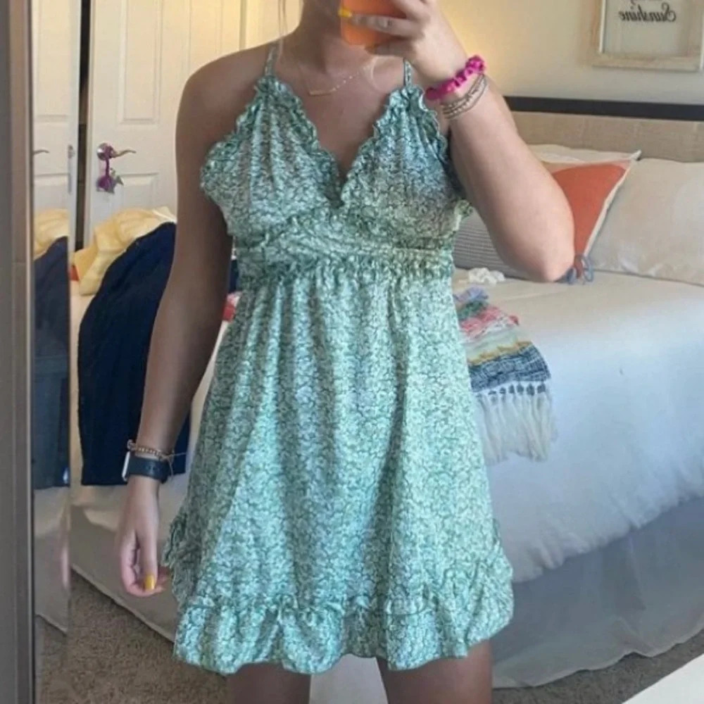Green floral dress